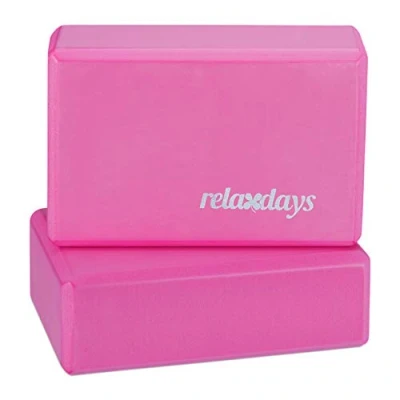 Image de Relaxdays, Rose Set 2x Bloc Brique Exercice Pratique Yoga Mousse Rigide Anti Dérapant HLP 8x23x15 cm, 8 x 23 15 cm