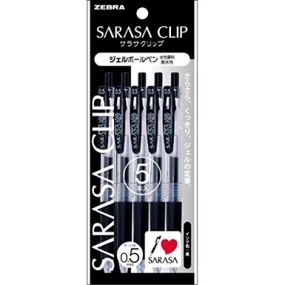 Image de ZEBRA Lot de 5 stylos à bille gel P JJ15 BK5 Sarasa Noir 0,5