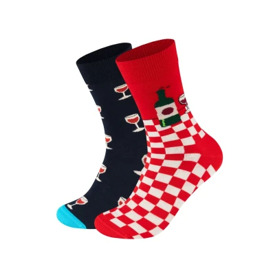 Image de Happy Socks WINE GIFT SET Unisex 2 PACK Chaussettes, Taille: 36 40, Black/red