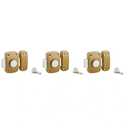 Image de Serruprix 00550231 Lot de 3 verrous porte à bouton et cylindre ø 23 x 40 mm avec clés identiques