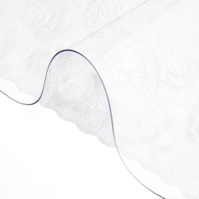 Image de VEVOR Nappe Rectangle Transparente 101,6 x 182,8 cm Film de Table Transparent en PVC Épaisseur 1,5 mm Découper sur Mesure avec 2 Nappes Tissu 30 46 Protection Maison
