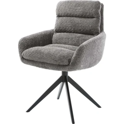 Image de Chaise pivotante Abelia Flex avec accoudoirs bouclé gris pied croisé large noir pivotement sur 360 fonction bascule