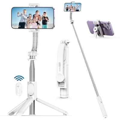 Image de 101 CM Portable Perche Selfie Trépied, Perché à avec Amovible Support de Téléphone &amp; Télécommande Rotation a 360 Trepied Smartphone Extensible pour Iphone 16/15/14/13, Samsung et Android