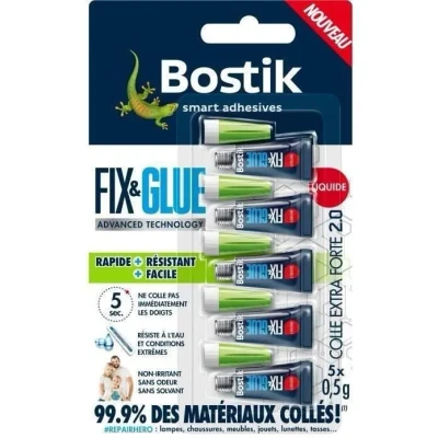 Image de Sader Colle de Réparation Répare Tout Liquide Extra Forte Prise Instantanée en 5 secondes Efficace sur Tous Matériaux Sans Odeur et Solvants Transparent Tubes 0,5 g