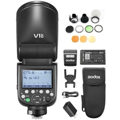 Image de GODOX V1 Pro C 2.4G Flash Speedlite pour Appareil Photo sans Fil,AK R1 Kit,24 Paquets Gel,E TTL II Automatique,Mode M/TTL,sous Amovible Compatible Appareils Canon EOS