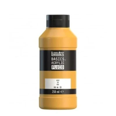 Image de Liquitex 8870430 Basics Fluid Peinture acrylique à consistance fluide, séchage rapide, résistante la lumière, imperméable, base d&#039;eau, Flacon de 250 ml, Or