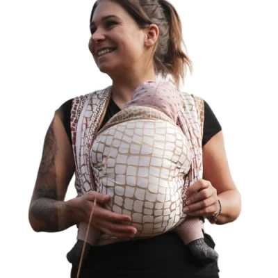 Image de Hoppediz Écharpe de Portage Bébé, nouveau nés dès la naissance (3 30 kg), 100% coton, Darwin créme 5,40 m