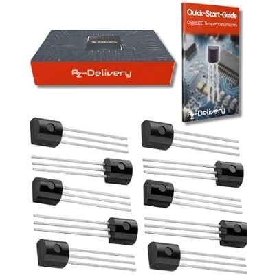 Image de AZDelivery 10x DS18B20 Capteur de Température Numérique TO92 55C +125C Compatible avec Arduino et Raspberry Pi incluant Un E Book!