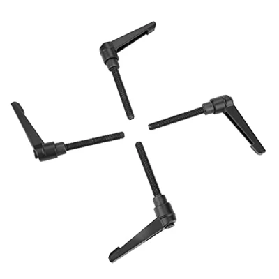 Image de 4pcs poignée de levier serrage, poignées réglables machine filetage mâle en acier inoxydable M6, noir(32MM)