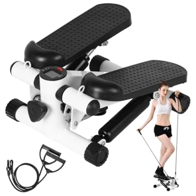 Image de Zephylix Steppers pour l&#039;exercice à la maison, mini stepper d&#039;escalier avec bandes de résistance, moniteur LED, hauteur réglable, équipement d&#039;exercice portable entraînement complet du corps,