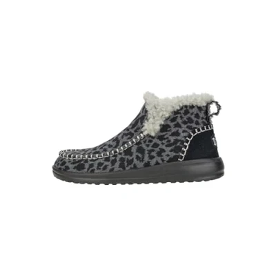 Image de HEYDUDE Denny Leopard Chaussures pour Femmes Bottines avec Semelles Confortables, Black Leopard, 39