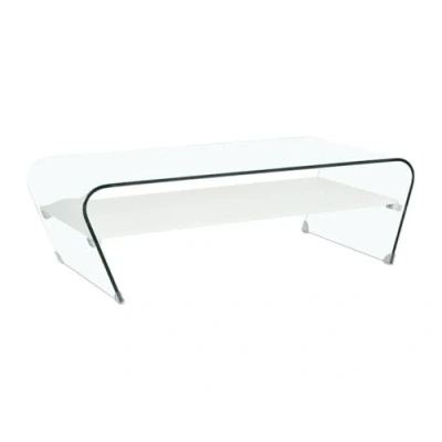Image de Vente unique Table Basse Verre trempé Tablette Blanche laquée Kelly