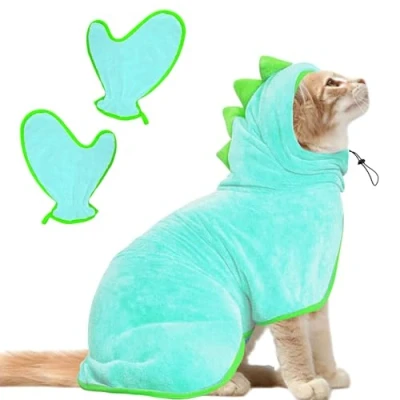 Image de Bibykivn Serviette à Séchage Rapide pour Animaux, Peignoir Chien en Microfibre, Absorbant, Absorbant Manteau Après Baignade Bain (Bleu, S)