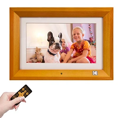 Image de KODAK Cadre Photo Numérique 10 Pouces avec Télécommande, Bois 8Go de Mémoire, Électronique HD pour Photos et Vidéos, Support USB, Carte SD, Auto Rotation, on/Off