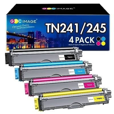 Image de GPC Image Compatible Cartouche de Toner Remplacement pour Brother TN241 TN245 MFC 9330CDW DCP 9020CDW 9340CDW HL 3140CW 3150CDW 9140CDN 3170CDW (Noir Cyan Magenta Jaune, 4 Pack)