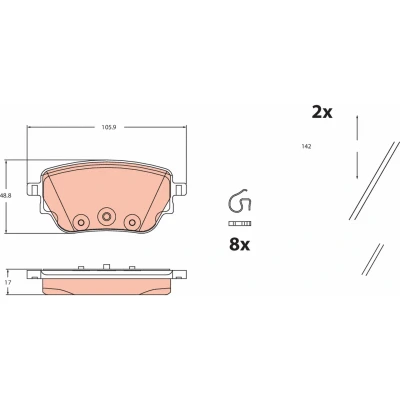 Image de TRW GDB2553 Jeu de plaquettes frein non préparé pour indicateur d&#039;usure avec accessoires