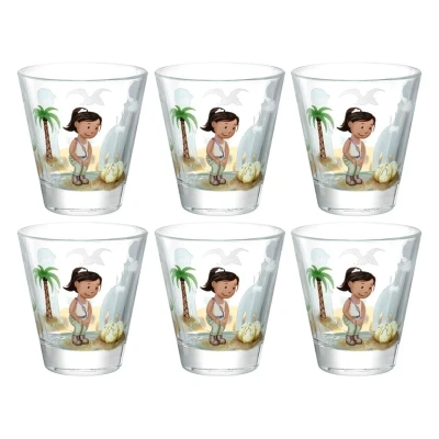 Image de LEONARDO Bambini Avventura Lot de 6 gobelets pour enfant avec Motif en verre qualité supérieure Taille S Contenance 215 ml Passe au lave vaisselle Robuste dinosaure