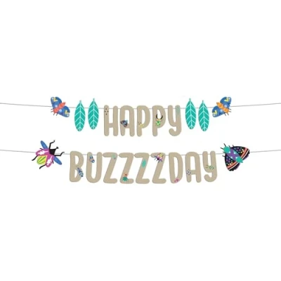 Image de Folat 62806 Party Décoration Fête et Anniversaire des Enfant Ensemble de Fanion Lettre Happy Buzzzzday Buzzing Bugs 1,5 mètrepour Parties à thème Insecte en Papier, Multicolore
