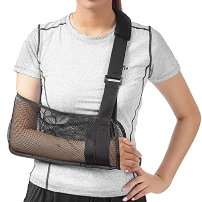 Image de Écharpe médicale pour soutien du bras, immobilisation de l’épaule et la coiffe des rotateurs Avec sangle support Tissu léger respirant Noir