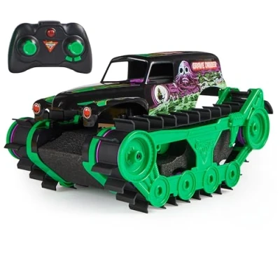 Image de Monster Jam, Grave Digger Trax Véhicule d&#039;extérieur télécommandé, échelle 1:15, Jouets pour Enfants garçons et Filles à partir de 4 Ans