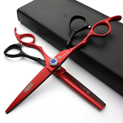Image de 6 pouces coiffeur à main gauche, tondeuse cheveux professionnelle japonaise, ciseaux, coupe de mince, multicolore en option (6 2 pièces E)