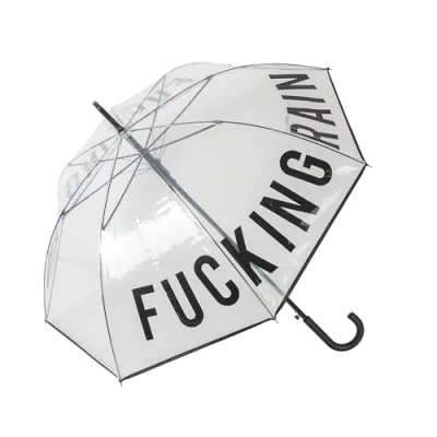 Image de Fisura Parapluie transparent f*cking rain. jeune et tendance transparent. automatique avec bouton. anti vent résistant. 103 centimètres de diamètre.
