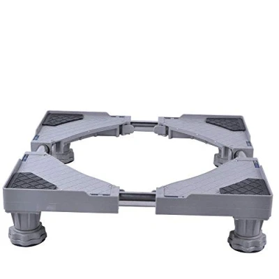 Image de SMONTER Base réglable et mobile multifonctionnelle avec roulettes pour sèche linge, machine à laver réfrigérateur, 4 pieds, gris