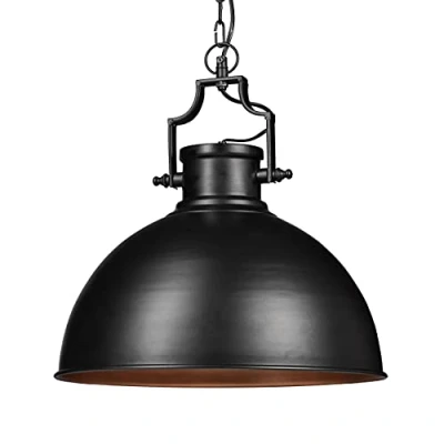 Image de Relaxdays Lampe à suspensions style industriel Shabby luminaire de plafond métal diamètre 40,5 cm LED , noir