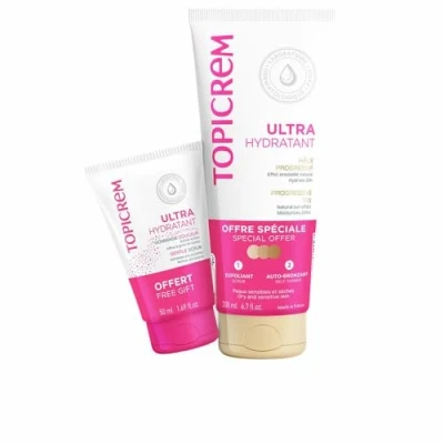 Image de Lait autobronzant TOPICREM Ultra Hydratant Hale Progressif Peaux sensibles 200ml + gommage 50ml offert