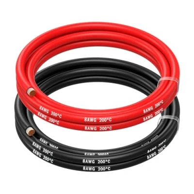 Image de MMOBIEL câble électrique de batterie rouge et noir 8 AWG 10 mm² 1.5m/5ft, Fil en silicone 5 pi brins à âmede avec 1 650 pour avions RC, camions, voitures, etc.