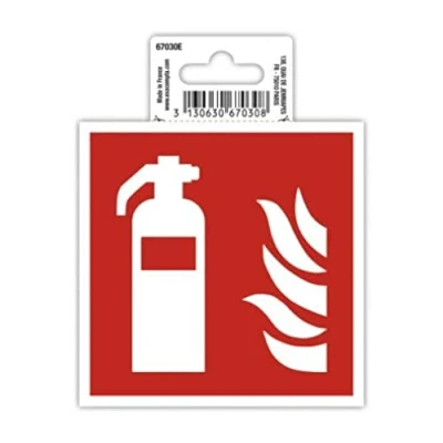 Image de Exacompta Réf. 67030E 1 panneau autocollant EXTINCTEUR En PVC traité anti dérapant et résistant aux UV Dimensions du : 10 x cm Coloris rouge