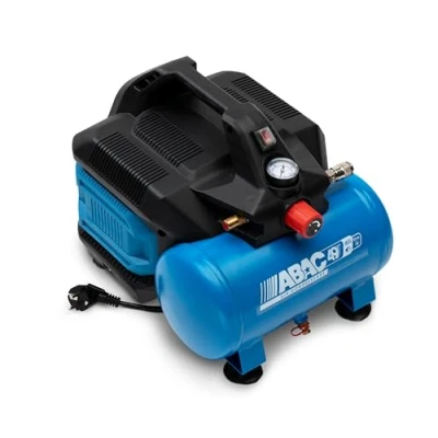 Image de ABAC Compresseur d&#039;Air Portable Silencieux EASE AIR 6, sans Huile, Pression Maximale 8 Bar, Puissance 0,75 ch, Réservoir 6 litres, Niveau Sonore 49 dB, Blue