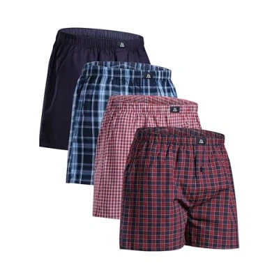Image de DANISH ENDURANCE Boxers Tissés pour Hommes, 100% Coton Bio, Caleçon en Lot de 4 ou 6, Mélange Assorti Bleu/Rouge 4, 4XL