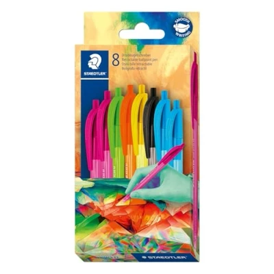 Image de Staedtler ball 4230C8E2 2 4230 M Stylo à bille triangulaire, largeur de trait env. 1,00 mm, pour écriture détendue, étui en carton avec 8 stylos bille, couleurs assorties, édition multiverse