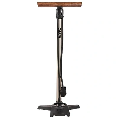 Image de Zéfal Profil Max FP65 Z Switch, Pompe A Pied Design Vintage Poignée en Hêtre Manomètre Digital Compatible Valves Presta Schrader Dunlop Pression 12 Bar Cyclisme, Or