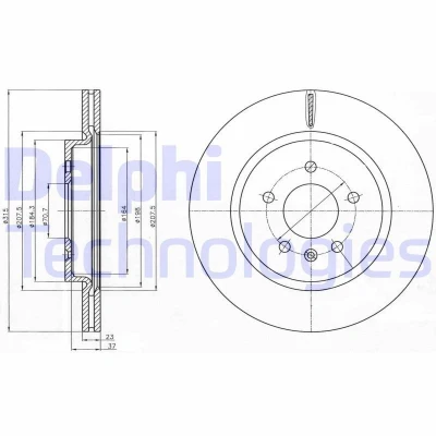 Image de DELPHI BG4388C Disque de frein 315 23 5 ventilé revêtu non traité sans roulement roue, bague ABS OPEL: Zafira C Tourer