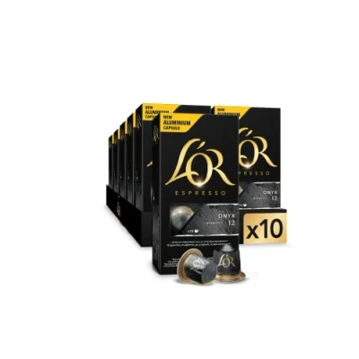 Image de L&#039;Or Espresso Café 100 Capsules Onyx Intensité 12 compatibles Nespresso®* (lot de 10 x 10)