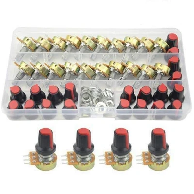 Image de WMYCONGCONG 20 pièces B10K 10K Ohm Arbre moleté Potentiomètre Rotatif linéaire avec Bouton