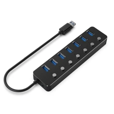 Image de Gembird 7 port USB 3.1 (Gen 1) hub with switches, black Neuf