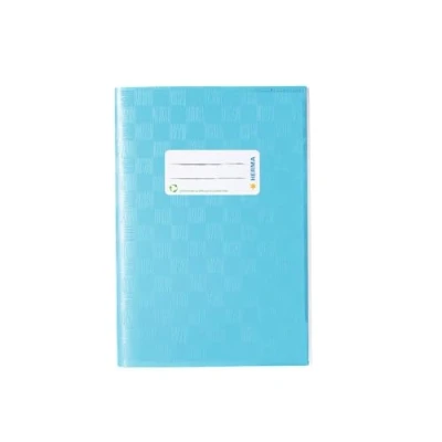 Image de Protège cahier Herma dimension A5 couvert en plastique Structure velours 1 pièce 5 gedeckt mit Baststruktur, Stück bleu clair