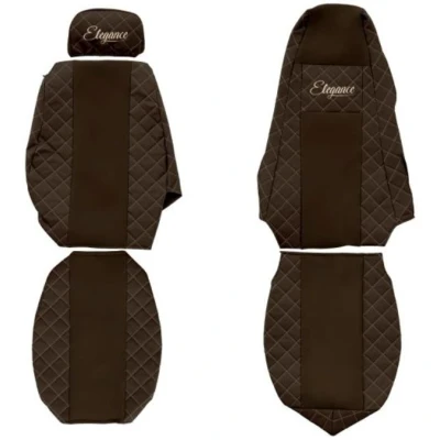 Image de F CORE Elegance FX03 BROWN Couverture de siège marron À motifs Similicuir avant
