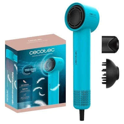 Image de Cecotec Sèche cheveux BLDC IoniCare RockStar Style Blue. compact et léger avec moteur brushless de 1500W 110000 rpm.