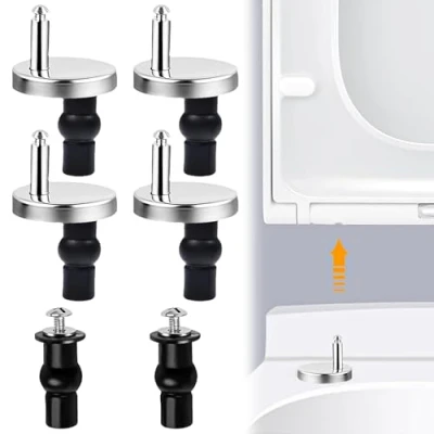 Image de CAREDGO 6 PCS Kit de Fixation Abattant WC Attache Charnière WC, Charnières pour Siège Toilette avec Vis Convient à la Plupart des Toilettes, Noir