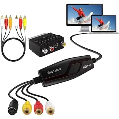 Image de VIXLW vidéo Capture Convertisseur pour RCA vers USB Convertisseurs VHS VCR Hi8 Mini DV en numérique PC, TV, Lecteur de Cassette, caméscope, Mac OS X ou Windows