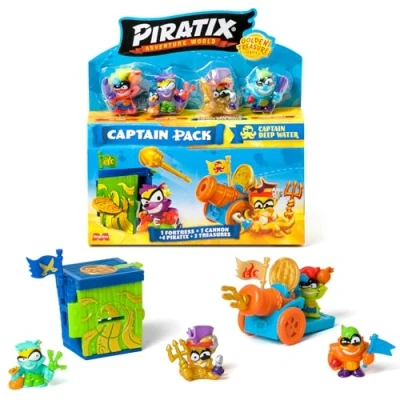 Image de Série Piratix Trésor d&#039;or Pack capitaine Deep Water. Contient 4 ; 1 doré et surprise, accessoires, forteresse, canon, 2 trésors exclusifs drapeaux. sur 6