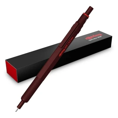 Image de Rotring 600 Portemine Mine HB, 0,5 mm entièrement métallique Chocolat Prise crantée antidérapante et corps hexagonal
