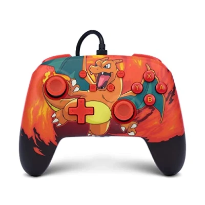 Image de PowerA manette filaire améliorée pour Nintendo Switch, modèle Switch OLED et Lite, accessoire de jeu, filaire, sous licence officielle Pokémon:Charizard Vortex