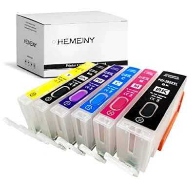 Image de HEMEINY PGI 580 CLI 581 XXL Cartouche d&#039;encre rechargeable pour imprimante Pixma TS8150 TS8151 TS8152 TS9150 TS9155 TS8350 TS8250 TS8251 TS8252 (PGBK, BK, C, M, Y, PB)