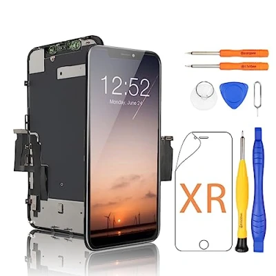 Image de Yodoit Écran LCD pour iPhone XR Vitre Tactile Complet (6,1 Pouces Noir) Touch Remplacement Assemblé avec Kit de Réparation, Film Protecteur, Compatible Modèle: A1984, A2105, A2106, A2107