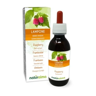 Image de Framboisier (Rubus idaeus) Gemmo dérivé sans alcool à base de bourgeons frais Naturalma Extrait liquide gouttes 120 ml Complément alimentaire Végétalien ou végan
